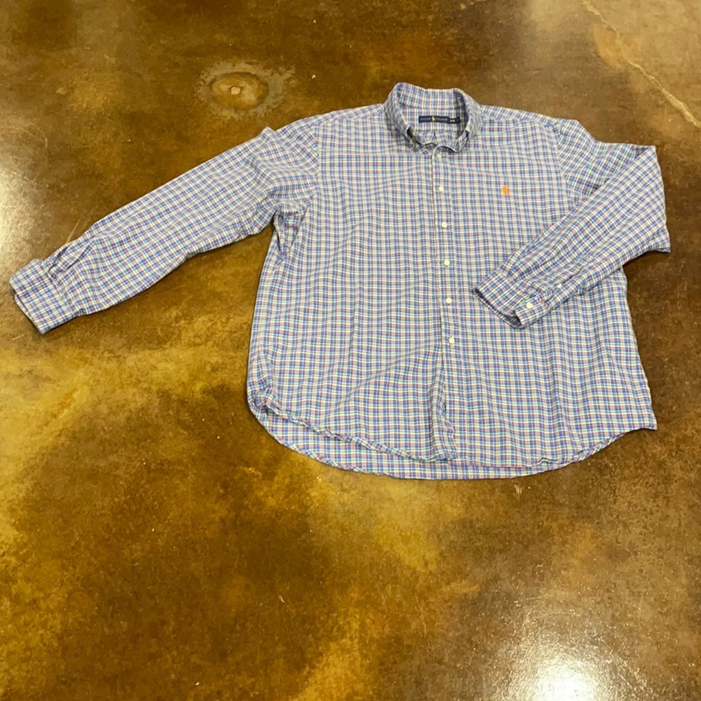 Ralph Lauren Oxford cloth plaid long sleeve casual.